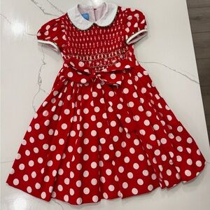 Anavini Couture Hand Smocked Floral Polka Dot Dress Daisy Holiday Preppy Classic
